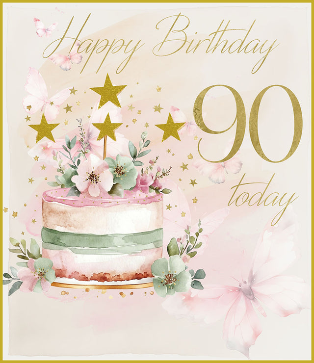 Happy Birthday 90 Card - Cake