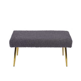 Charcoal Grey Boucle Bench with Gold Legs