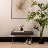 Charcoal Grey Boucle Bench with Gold Legs