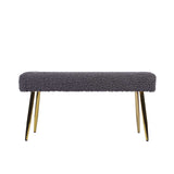 Charcoal Grey Boucle Bench with Gold Legs