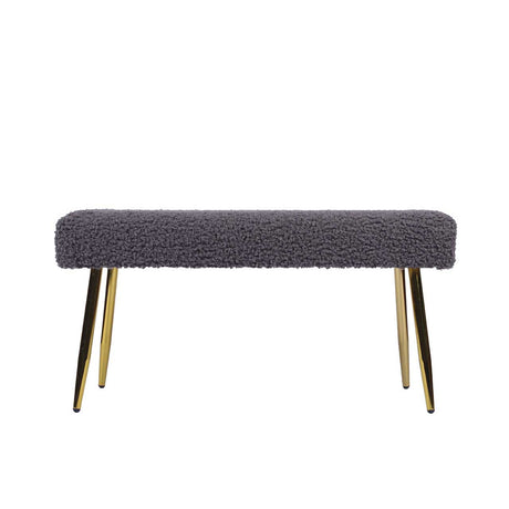 Charcoal Grey Boucle Bench with Gold Legs