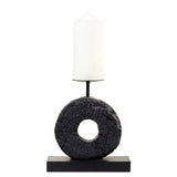 Fidel Charred Black Candle Holder - Small