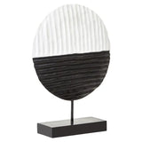 Fidel Black & White Rustic Circular Sculpture