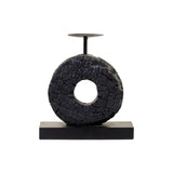 Fidel Charred Black Candle Holder - Small