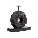 Fidel Charred Black Candle Holder - Small