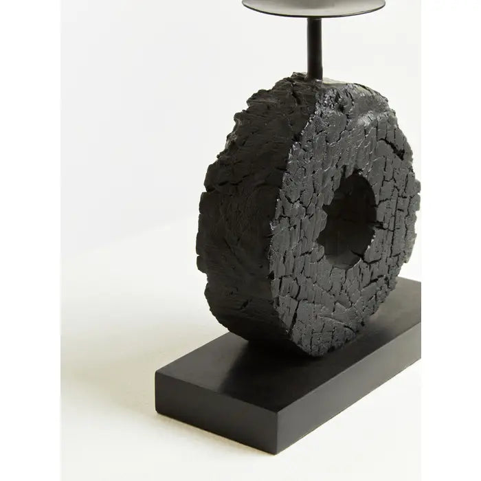 Fidel Charred Black Candle Holder - Small