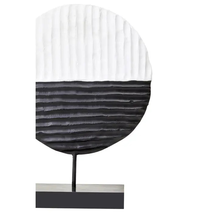 Fidel Black & White Rustic Circular Sculpture