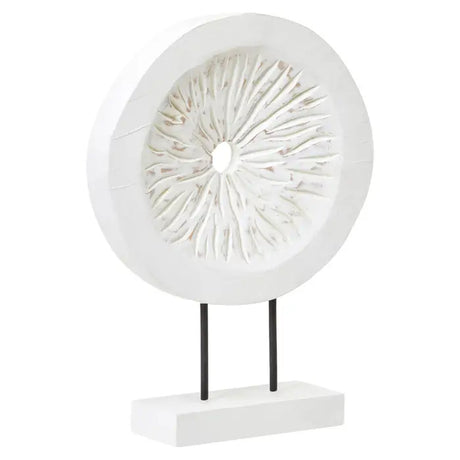 Fidel Rustic White Circular Sculpture - Small