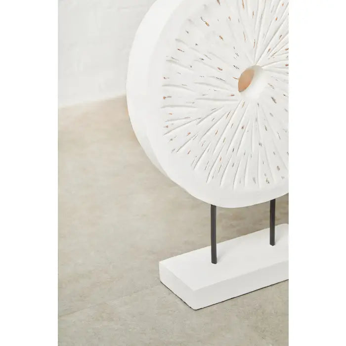 Fidel Rustic White Circular Sculpture - Small