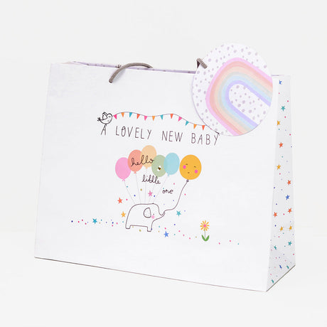 Belly Button Giftware New Baby Rainbow Balloons Gift Bag L