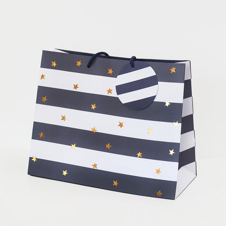 Belly Button Giftware Navy & White Stripe Medium Gift Bag