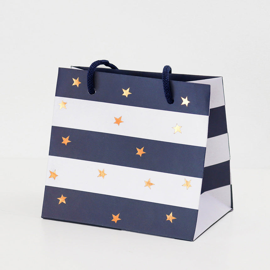 Belly Button Giftware Navy And White Stripe Gift Bag Small