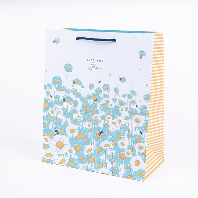 Belly Button Giftware Blue Daisy And Bee Gift Bag Large