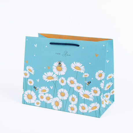 Belly Button Giftware Blue Daisy And Bee Gift Bag Medium