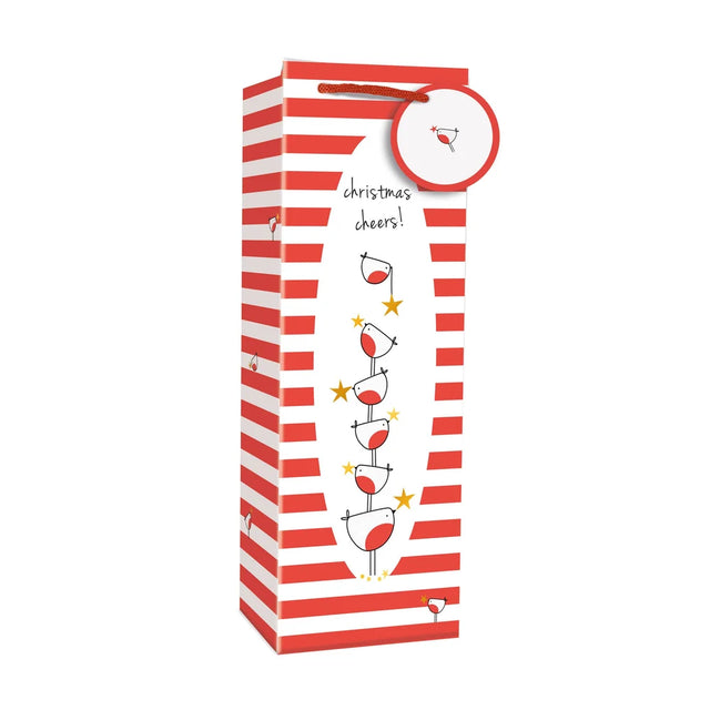 Robin & Stripes Christmas Bottle Bag