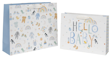 Hello Baby Blue Gift Bag - Large