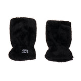 Faux Fur Fingerless Mitts - Black