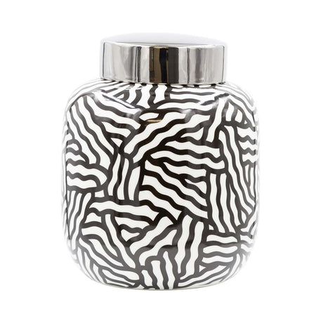 Black and White Ginger Jar 26cm