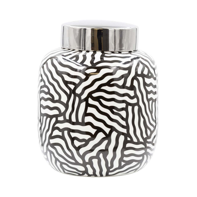 Black and White Ginger Jar 26cm