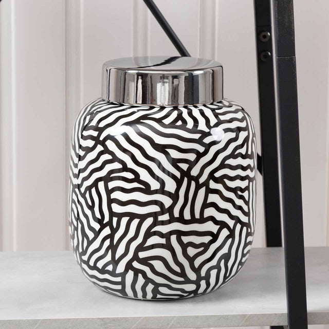 Black and White Ginger Jar 26cm