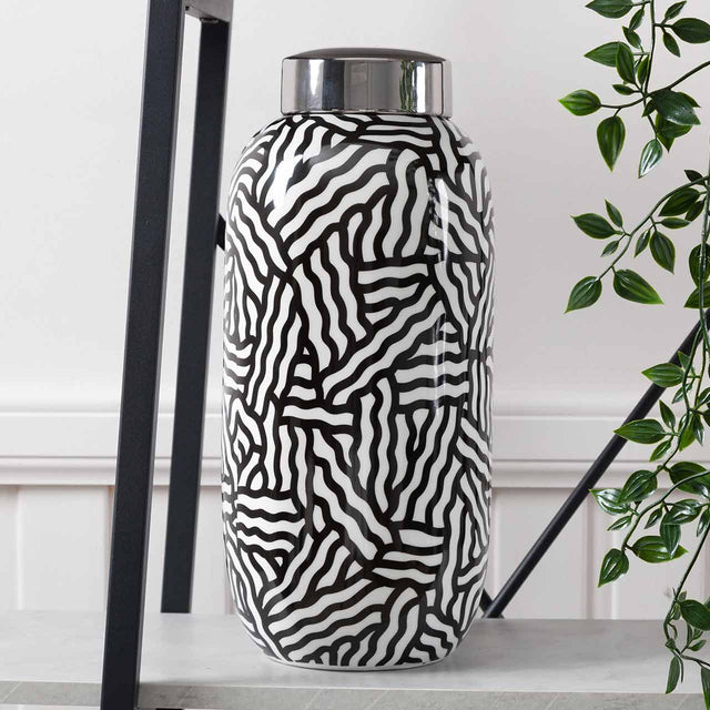Black and White Ginger Jar 38cm