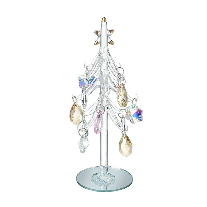 Clear Glass Tree with Colour Droplet Baubles