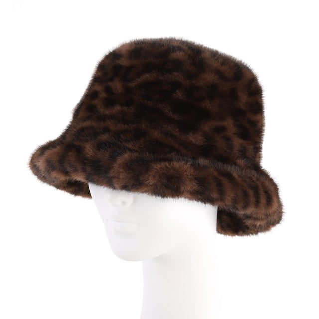 Faux Fur Bucket Hat - Leopard