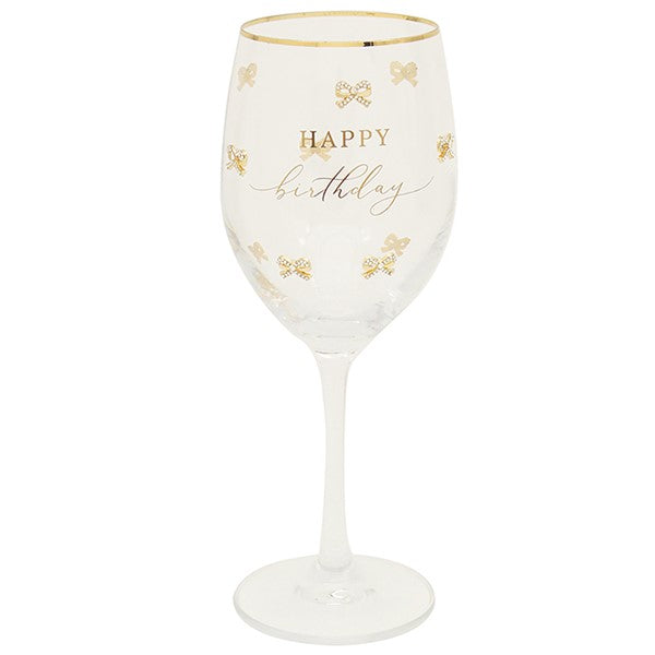 Heart Design Happy Birthday Wine Glass