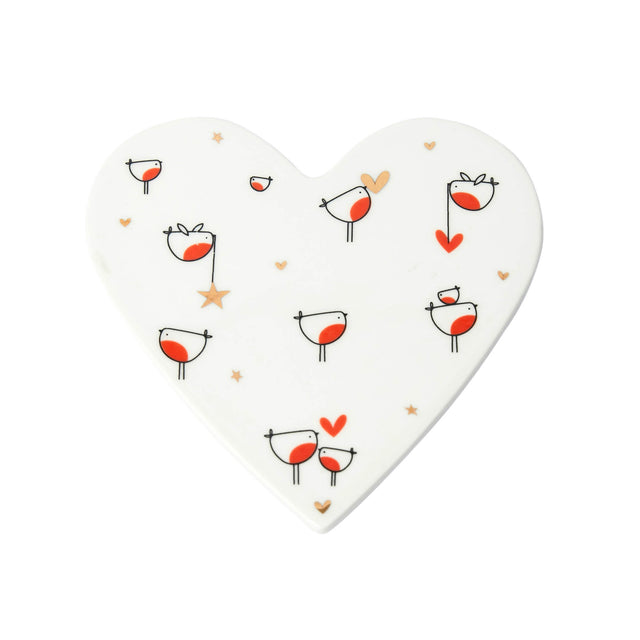 Robins Porcelain Heart Coaster
