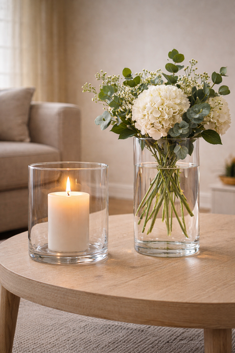 2 Piece Large Glass Hurricane