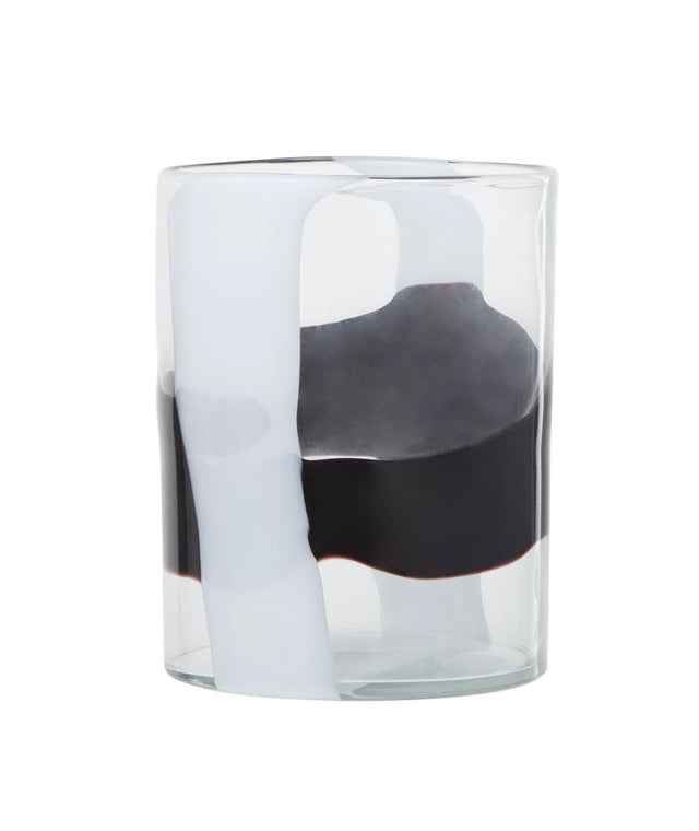 Small Wide Glass Vase with Abstract Pattern