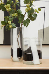 Small Wide Glass Vase with Abstract Pattern