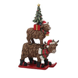 Xmas Stacked Highland Cow 25cm