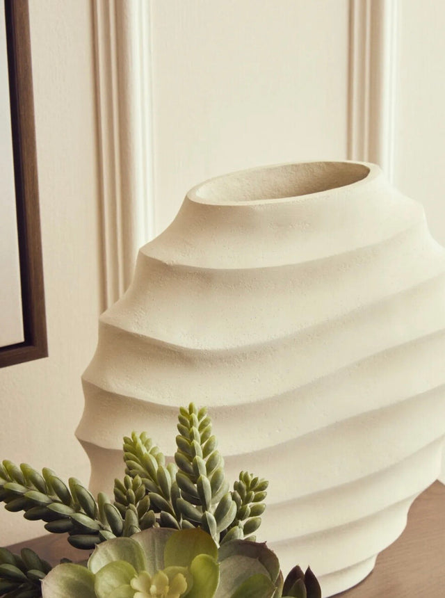 Ivory Rippled Vase - Small