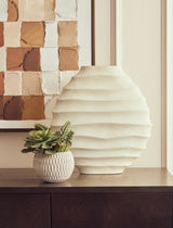 Ivory Rippled Vase - Large