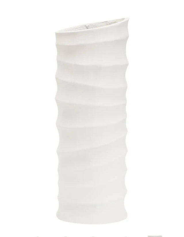 Ivory Rippled Vase - Small