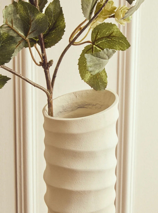 Ivory Rippled Slim Vase - Large