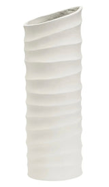 Ivory Rippled Slim Vase - Large