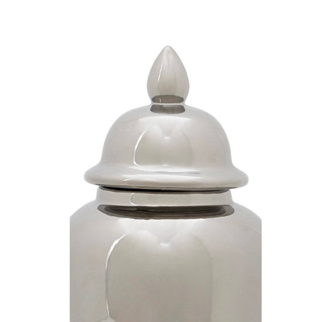 Silver Ceramic Jar Large