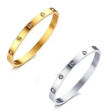 Solid Bangle with crystals - Gold