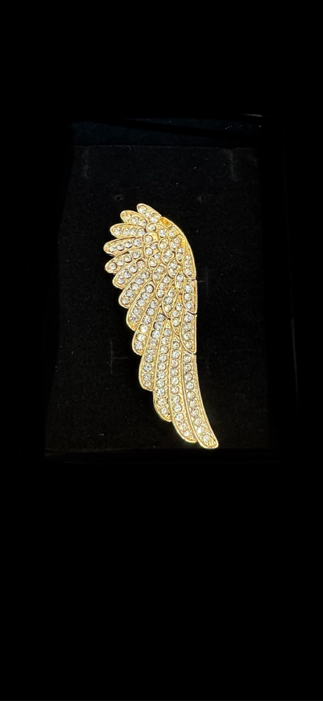 Angel Wing Crystal Brooch - GOLD