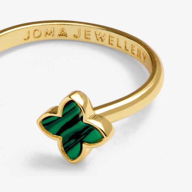 Joma Green Clover Gold Plated Ring