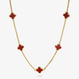 Joma Signature Clover Gold Plated Necklace - Red