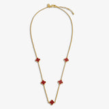 Joma Signature Clover Gold Plated Necklace - Red