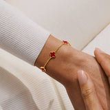 Joma Signature Clover Gold Plated Bracelet - Red