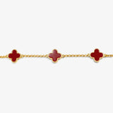 Joma Signature Clover Gold Plated Bracelet - Red