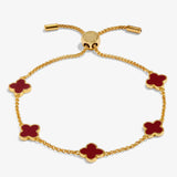 Joma Signature Clover Gold Plated Bracelet - Red