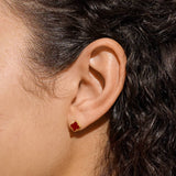Joma Signature Clover Gold Plated Earrings- Red