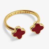 Joma Signature Clover Gold Plated Ring - Red