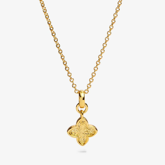 Joma Textured Clover Gold Plated Necklace